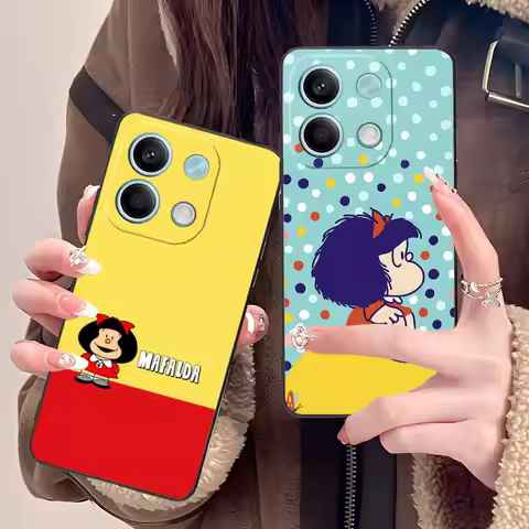 Cartoon M-Mafaldas Phone Case for POCO M6 M5 M4 M3 X7 X6 X5 X4 X3 F6 F5 F4 Pro GT 5G Colour Printing Luxury Smartphone Pretty