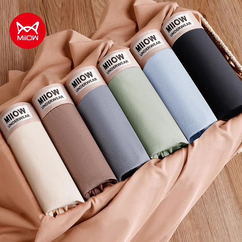 MiiOW 3/4/6Pcs Men's Panties Shorts Cotton Underwear Men 7A Antibacterial Breathable Boxers Skin-friendly Boxershorts Underpants
