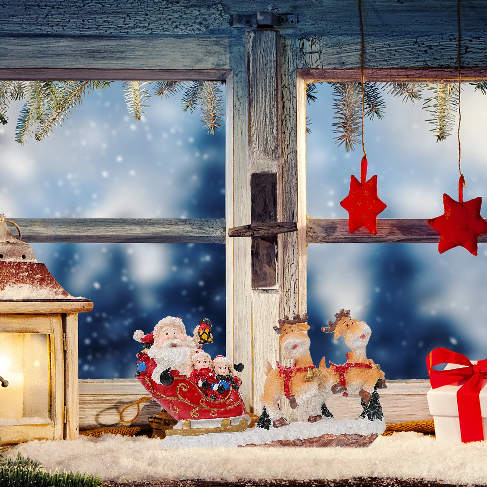 

1Pcs Cartoon Elk Pulling Cart Resin Xmas Decoration Home Desktop Festival Gift Elk Pulling Cart Decor Xmas Adornment