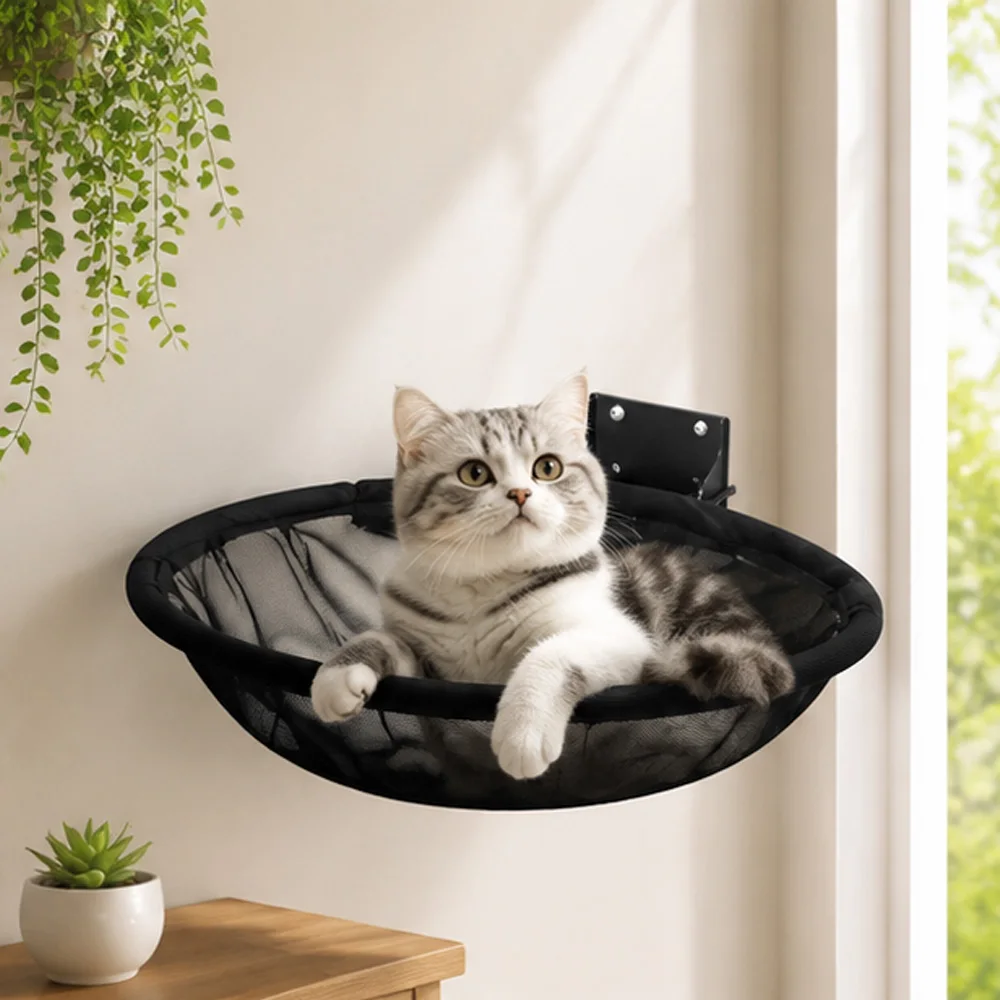 Cat Window Hammock for Overlooking Sunbathing and Climbing Cat Window Perch Cordless Foldable & Stable Cat Beds-Breathable