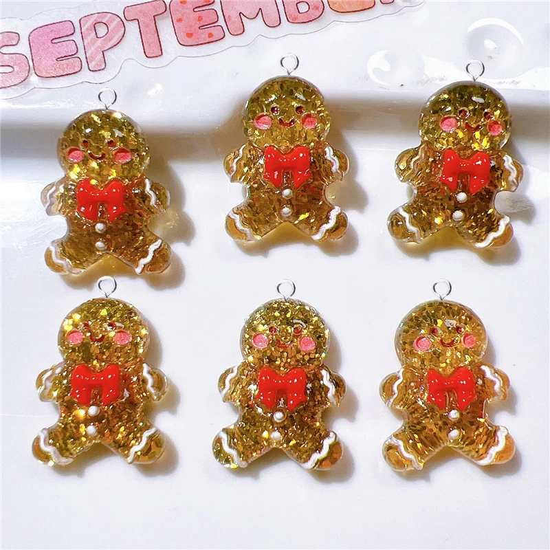 10 قطعة شجرة عيد الميلاد ثلج الغزلان السحر لصنع المجوهرات Kawaii الزنجبيل رجل جرس المعلقات الحرف Earring بها بنفسك القرط المفاتيح
