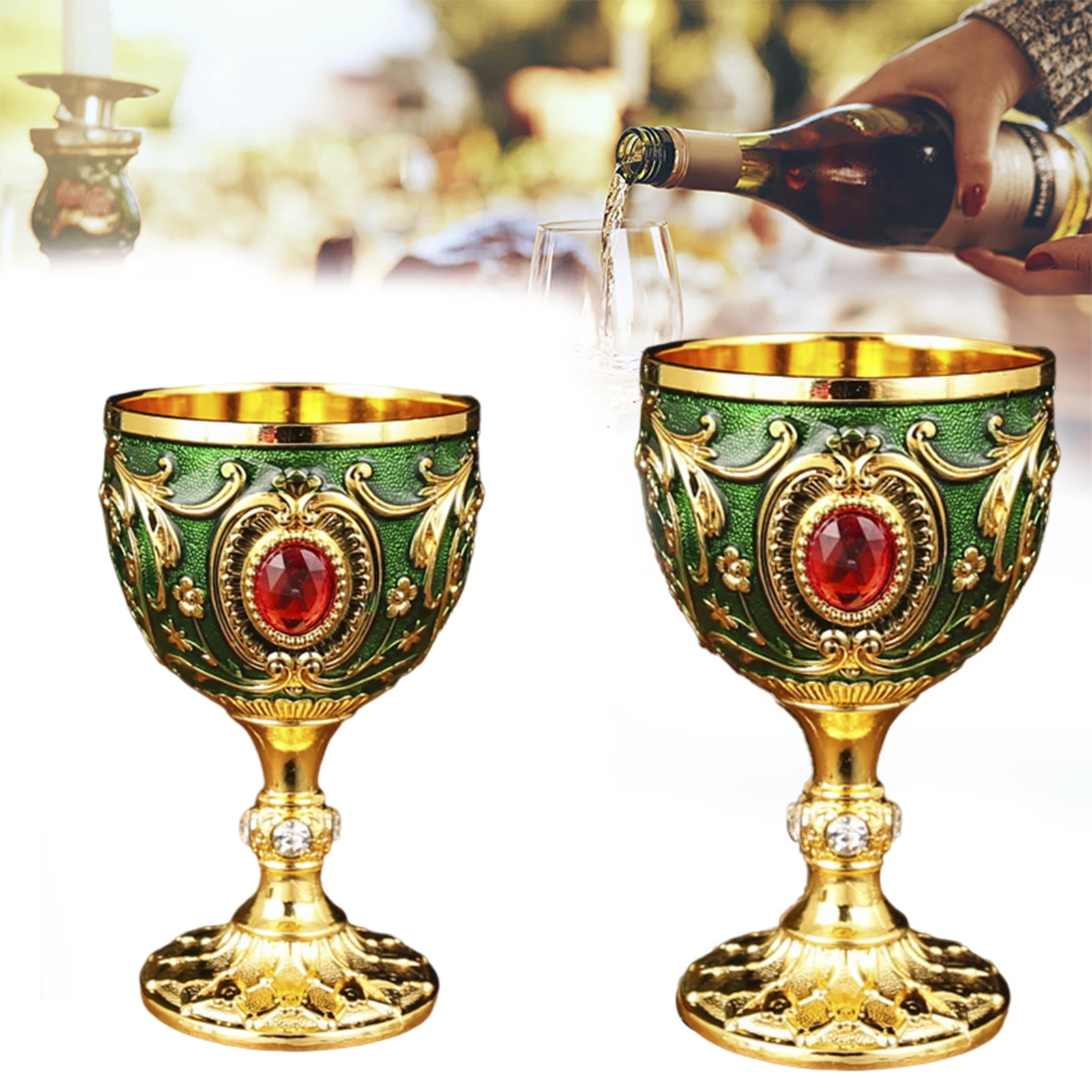 

30ML Zinc Alloy Wine Glasses Retro Dinnerware Goblet Vintage European Style Spirit Vodka Champagne Glasses Bar Home Decor