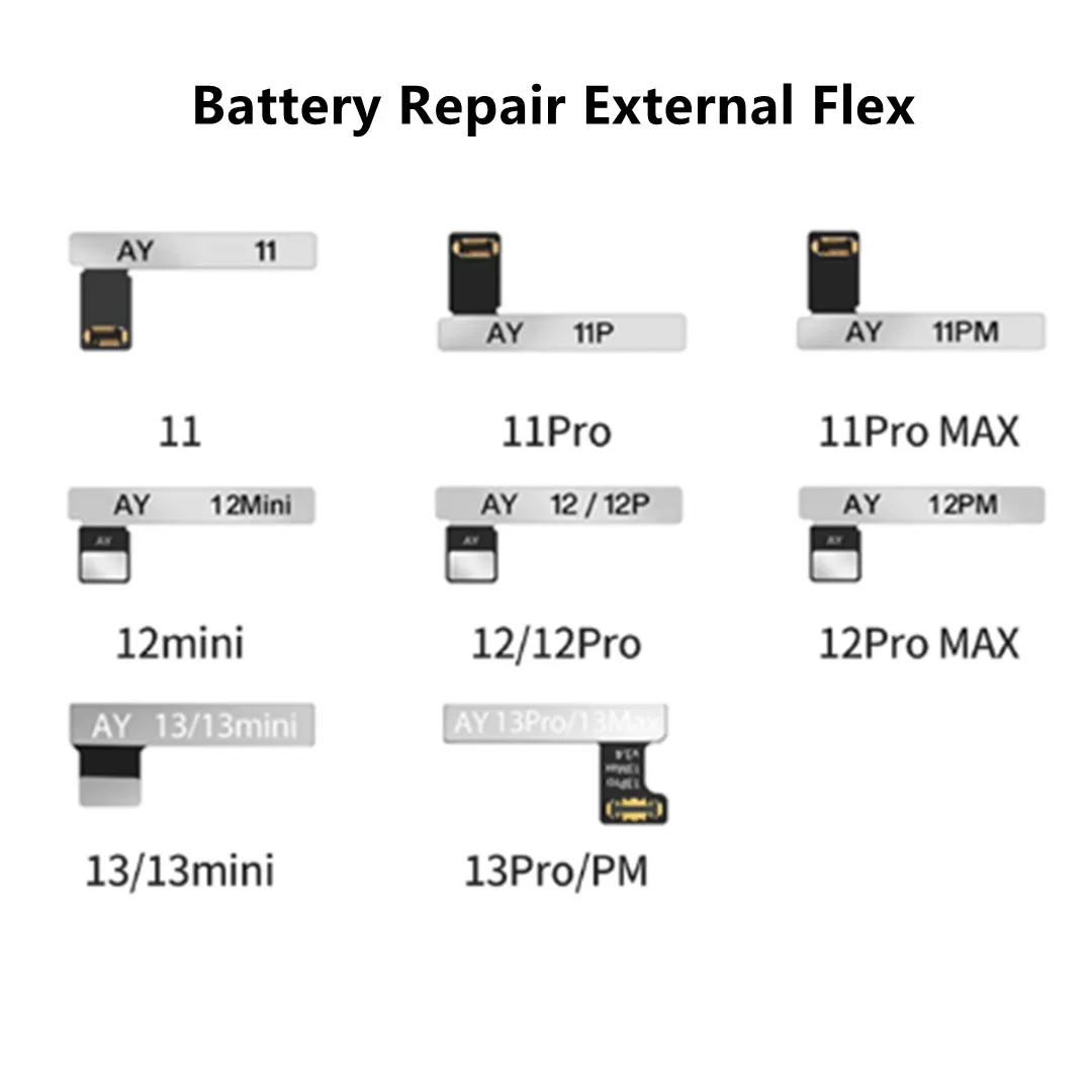 AY External Battery Repair Flex Cable for IP11/12/13/14/15 Full Series Battery Health Cycle Times Change Repair Tool Suppot A108