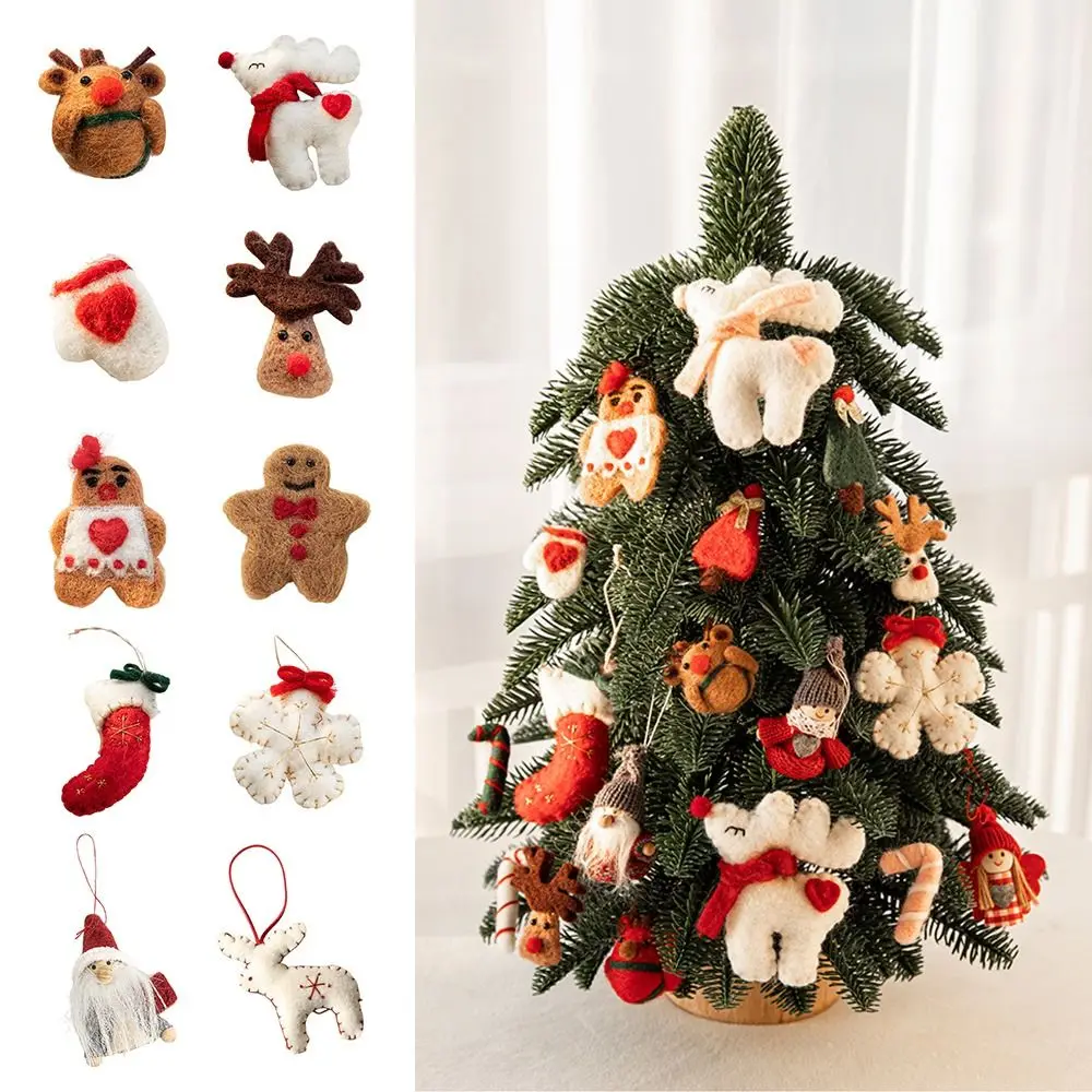 Red White Christmas Hanging Decoration DIY Gingerbread Man Drop Ornament Party Supplies Festival Favors Hanging Felt Pendants