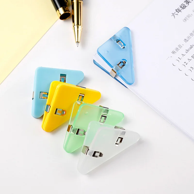 Triangle Corner Clips para Book Paper, Snack Binder, Desk Storage, Shelf, Office, Desktop Organizer, 1 Pc, 2Pcs