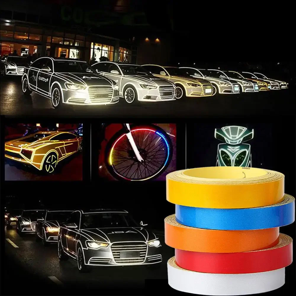 Car-styling Night Reflective Tape 1cm*5m Automotive Body Motorcycle Decoration Car Sticker 5 Color Reflective Warning Tape