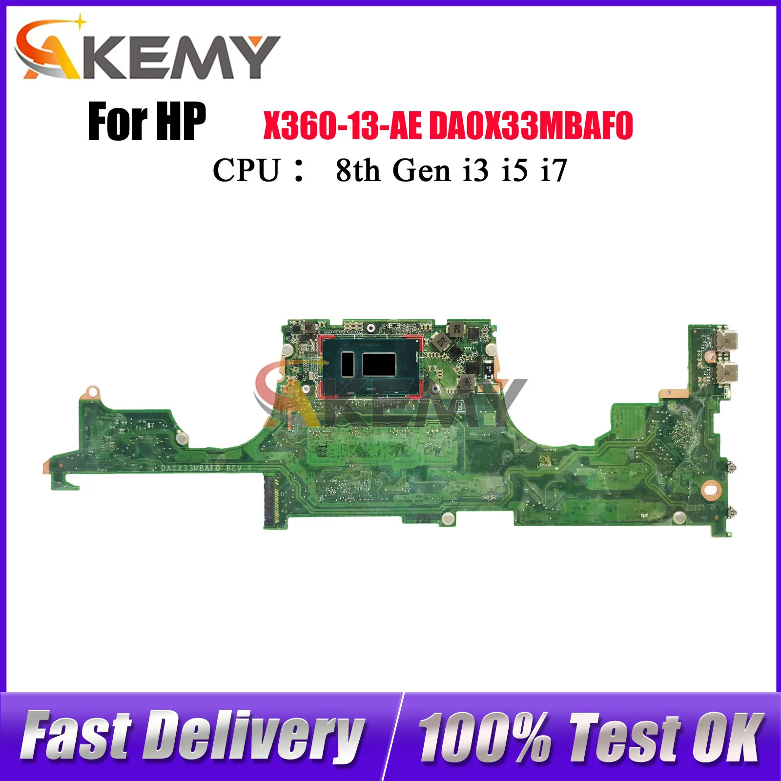 

DA0X33MBAF0 для ноутбука HP Spectre X360 13-AE, материнская плата с процессором i5 i7 8-го поколения, 8 ГБ 16 ГБ ОЗУ 941883-001 941883-601