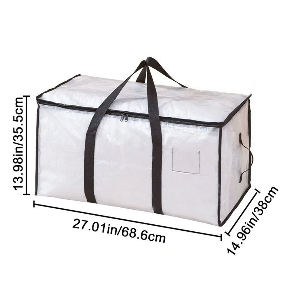 2Pcs Double Zipper Transparent Storage Bag Large Capacity Dustproof Moving Luggage Bags Reusable Waterproof