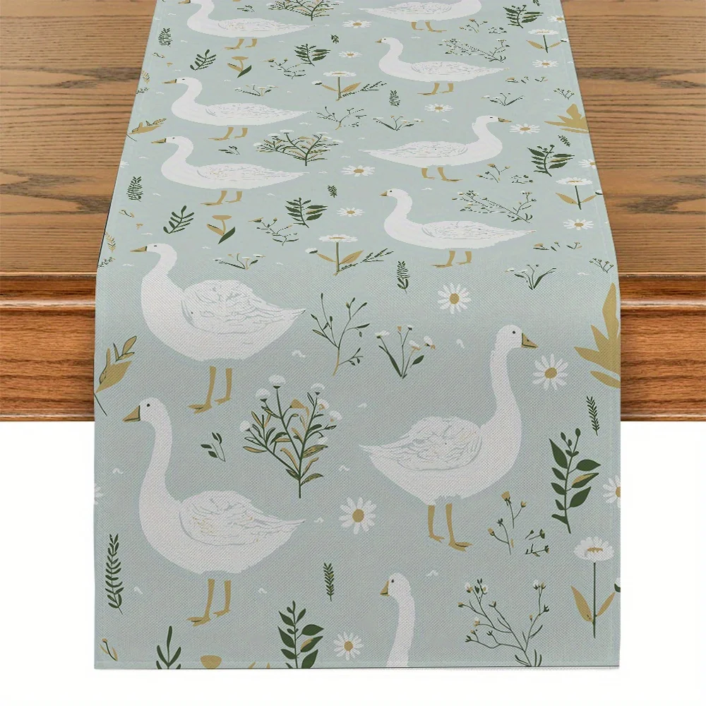 Country style tablecloth featuring ducks and flowers is suitable for decorating restaurant tables and hosting family gatherings