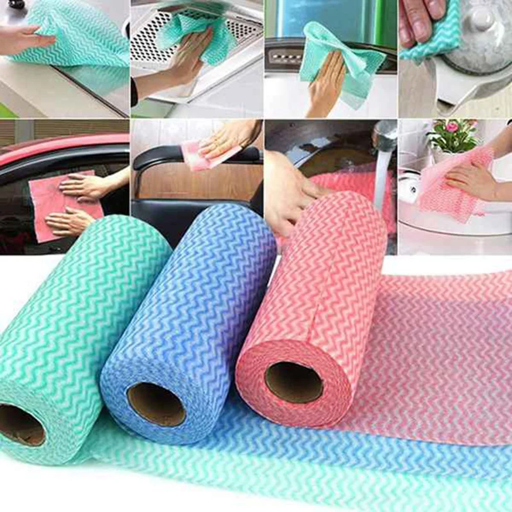 AD30-4 Roll of 200 Disposable Cleaning Cloth,Reusable Kitchen Towel,Tableware Cloth,Non-Woven Cloth,Multi-Purpose Manual Wipe