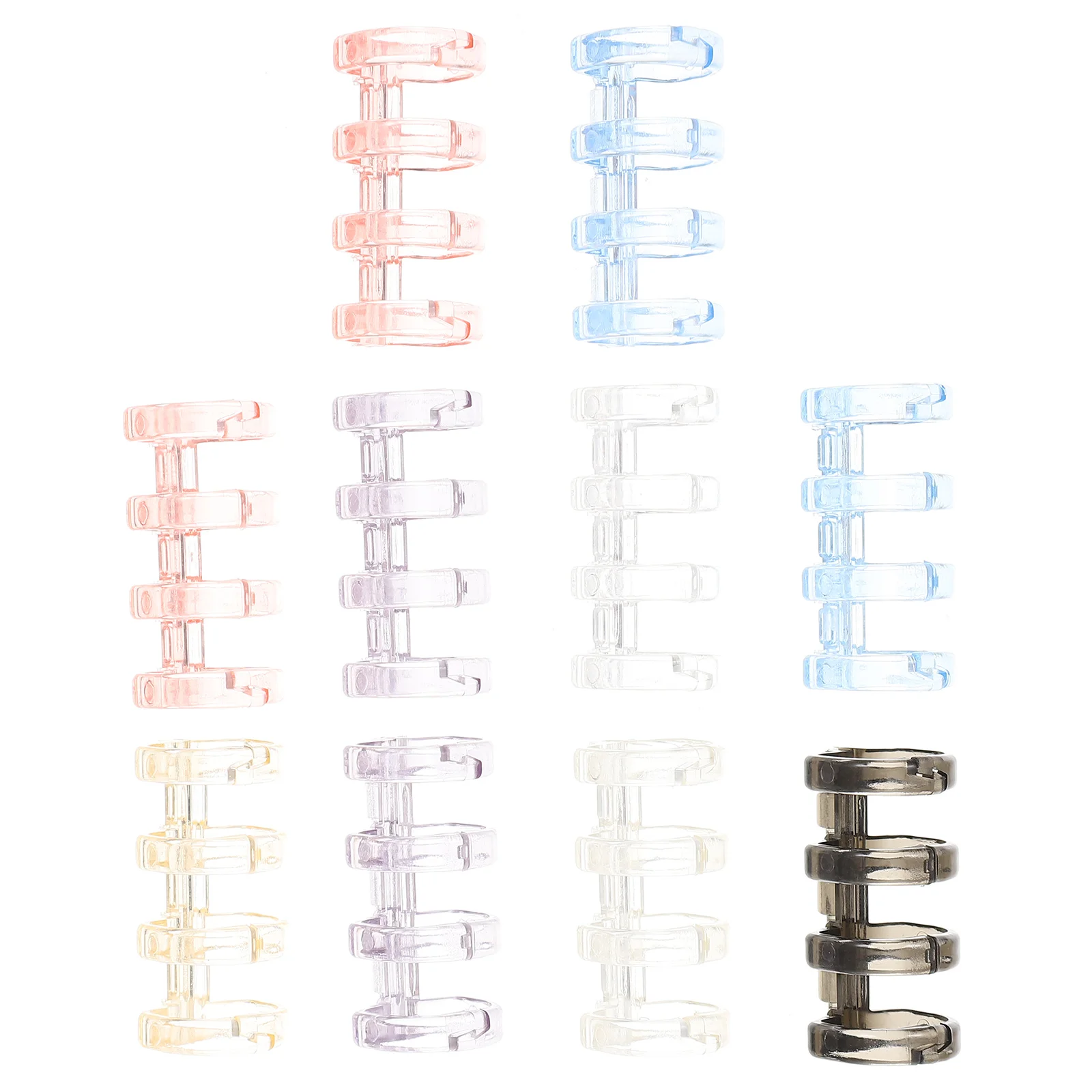 Carpeta de cuatro agujeros, Clip de anillo de carpeta de plástico liso a presión para libros, álbum de recortes, organización de archivo, suministros de papelería, 10 Uds.