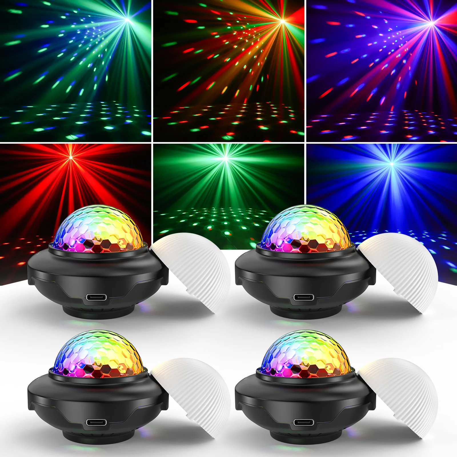 

U'King 4PCS USB Mini Voice-Activated Magic Ball Light Remote Control Strobe Night Light DJ Atmosphere Light LED Disco Ball Light