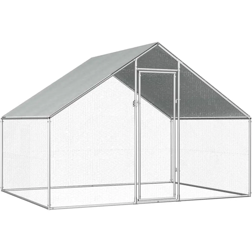 

Walk-in Metal Chicken Coop with Waterproof Cover, Galvanized Steel, 9x6.6x6.3ft, Suitable for Poultry, Dogs, and Ducks