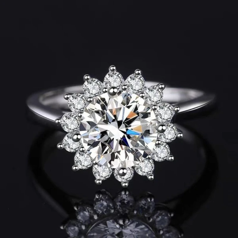 New 2ct Moissanite Ring 925 Sterling Silver Classic for Women Wedding Jewelry Engagement Charm Party Fashion Top Quality Ring