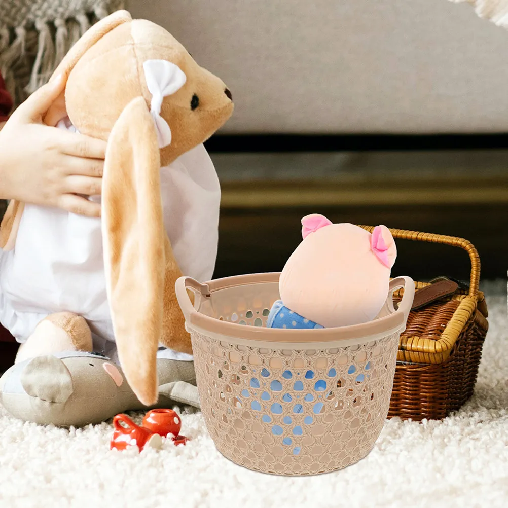 2Pcs Portable Laundry Hamper Waterproof Plastic Dirty Clothes Basket Hollow Out Ventilated Large Capacity Modern Style Bathroom
