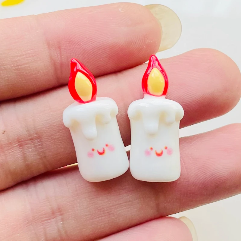 20 Pcs New Cute Cartoon Birthday Party White Candle Resin Scrapbook Diy Jewelry Wedding Hairpin Decorate Accessories