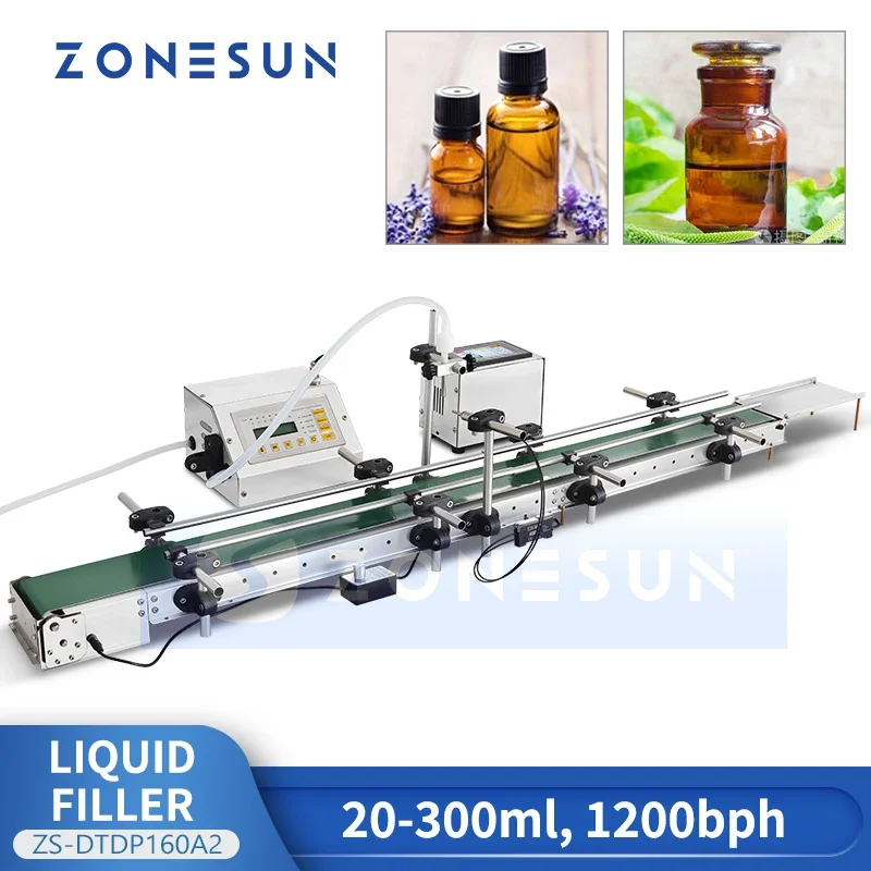 ZONESUN Automatic Low Cost Bottle Filling Machine with Conveyor Juice Beverage PET Liquid Filling Line Equipment ZS-DTYT160A2