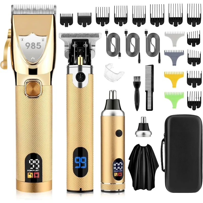 

Professional Hair Clippers Hair Trimmer for Men,Beard Trimmer Nose Hair Trimmer Set,Cordless Electric shavers Razor