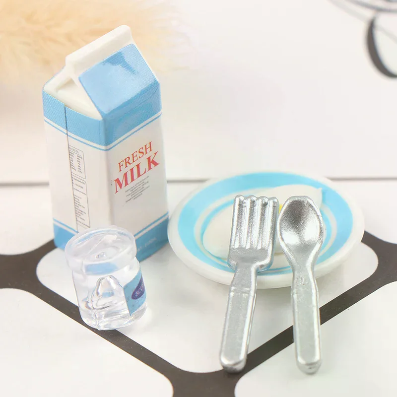 6 قطع من ألعاب بيت الدمى المصغرة والبيض والحليب وإكسسوارات المطبخ #6