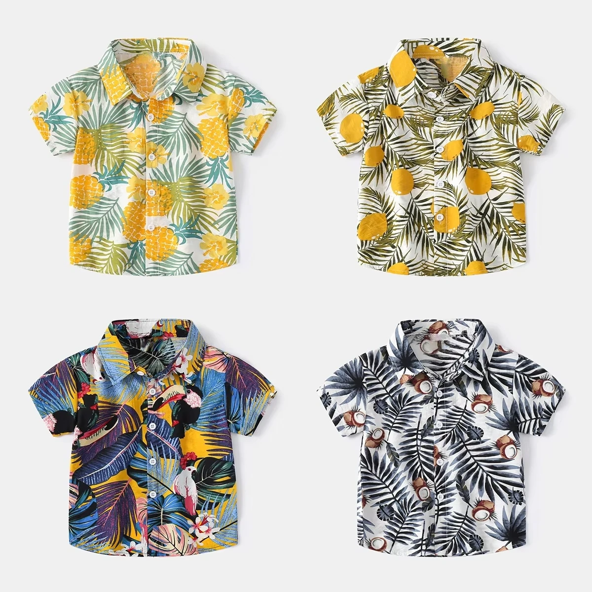 

Baby Boys Hawaiian Short Sleeve Shirt Summer Fashion Casual Shirt for Children 2-10Y Outdoor Travel Soft Comfort Children Top