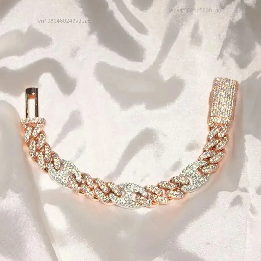 

Fine Jewelry Bracelet 8mm Round Sharp Design Hip Hop Jewelry 10k Gold Lab Rrown Diamond Cuban Link Bracelet