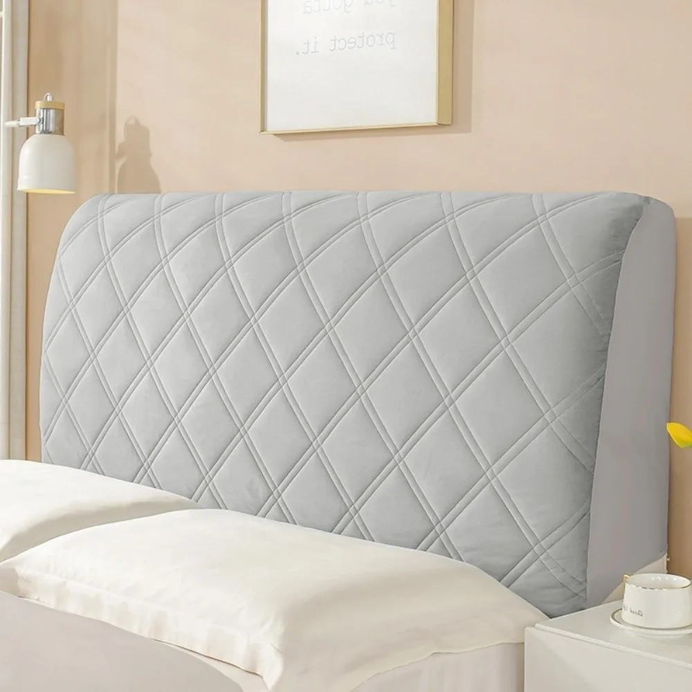 Solid Color Bed Headboard Cover All-inclusive Thickned Velvet Bed Head Cover Dustproof Washable Headboard Protector Household