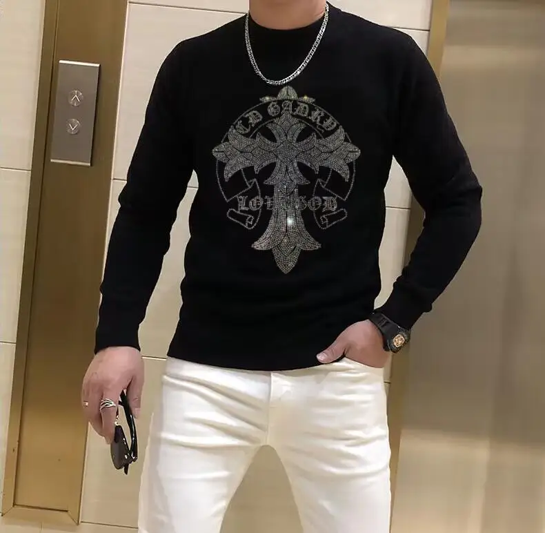 2025年 メンズ デザイナー ラインストーン プルオーバー セーター メンズ ギフト ブランド デザイナー トップ プルオーバー
