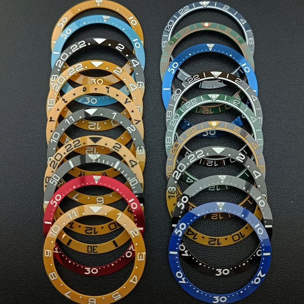 Schräge 38mm * 30,6mm Keramik/Aluminium Blau Leuchtende Lünette GMT und Taucheruhr-Einsatz Passend für 40mm Uhrengehäuse Ersatz-Uhrenteil – Detail 2