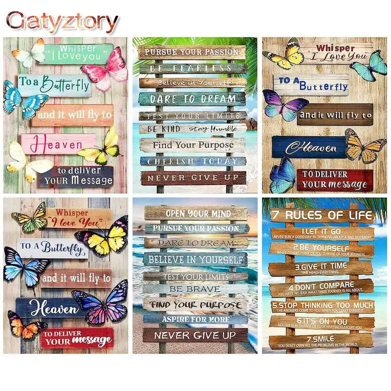 

GATYZTORY Acrylic Paint By Numbers Kits On Canvas Scenery DIY Frameless 60x75cm Sign Pattern Oil Painting By Numbers Home Decor