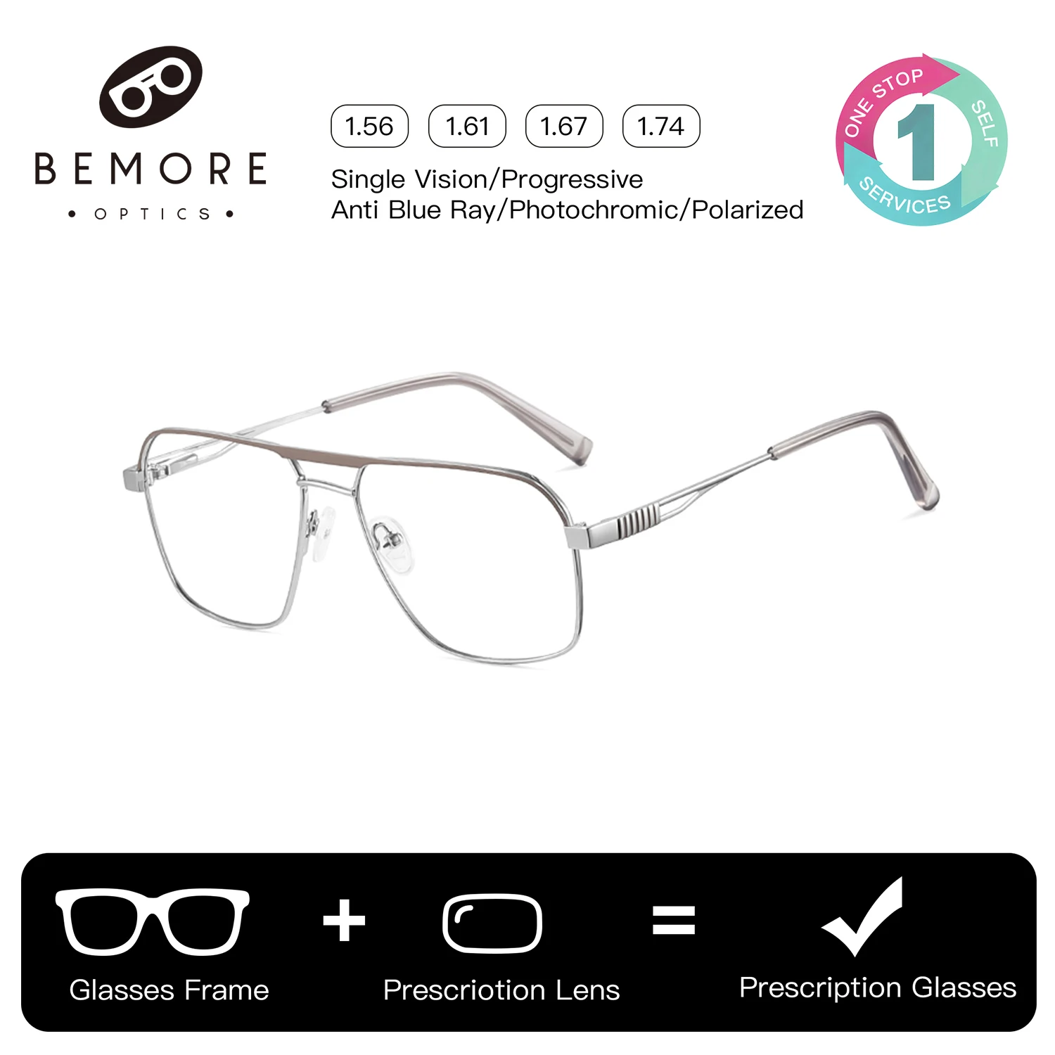 

Очки BEMORE: высококачественные металлические прогрессивные очки для мужчин с защитой от синего света, фотохромные, мультифокальные, по рецепту