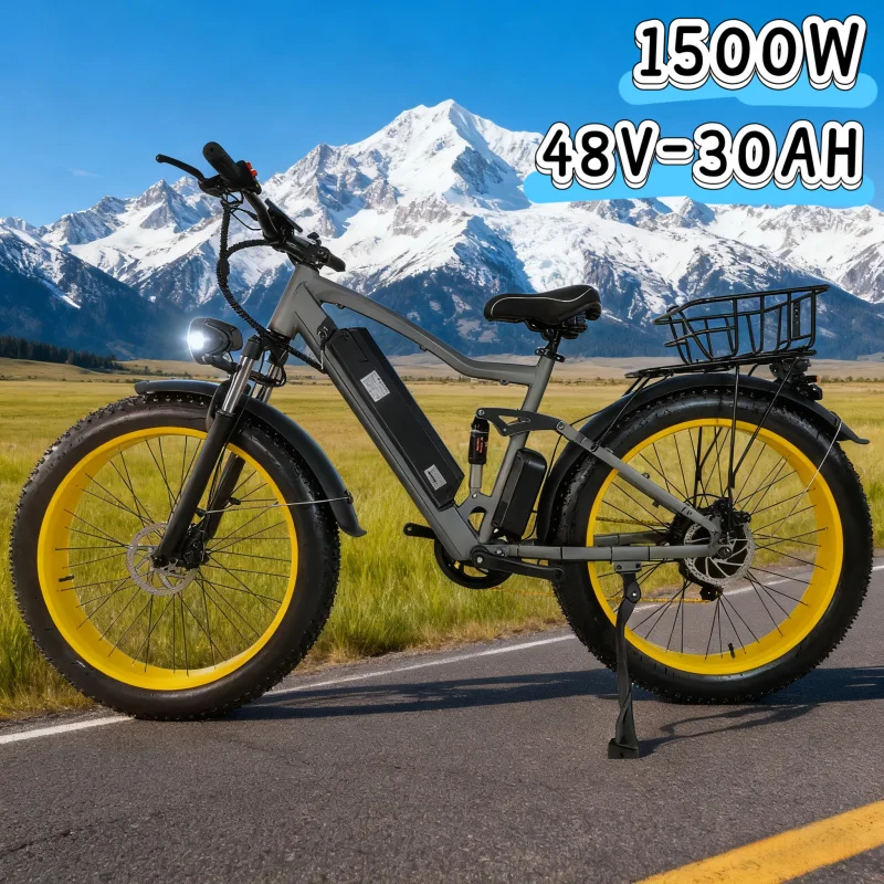 

New electric bicycle with 26-inch tires, 1500W powerful motor, 48V30AH off-road E-bike, a must-have for adults for sports travel