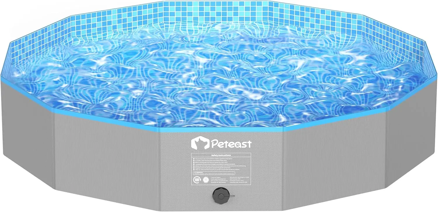 

Складной бассейн для собак, очень большая портативная ванна для животных, прочная круглая конструкция диаметром 64 дюйма для использования на заднем дворе и в помещении, с летающими дисками