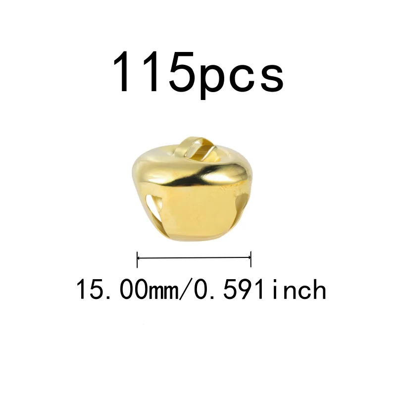 115 pcs 15mm Jingle Bell Charms, Metal Alloy Material, Pet Collar Charm Pet Collar Charm, Cross Shape Design, Gold