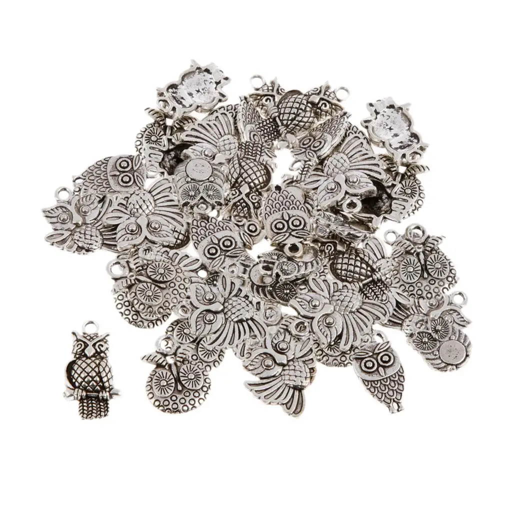 Jewelry Making Owl Charms Alloy Pendant Accessories Vintage Style for Keychain Necklace and Craft Use