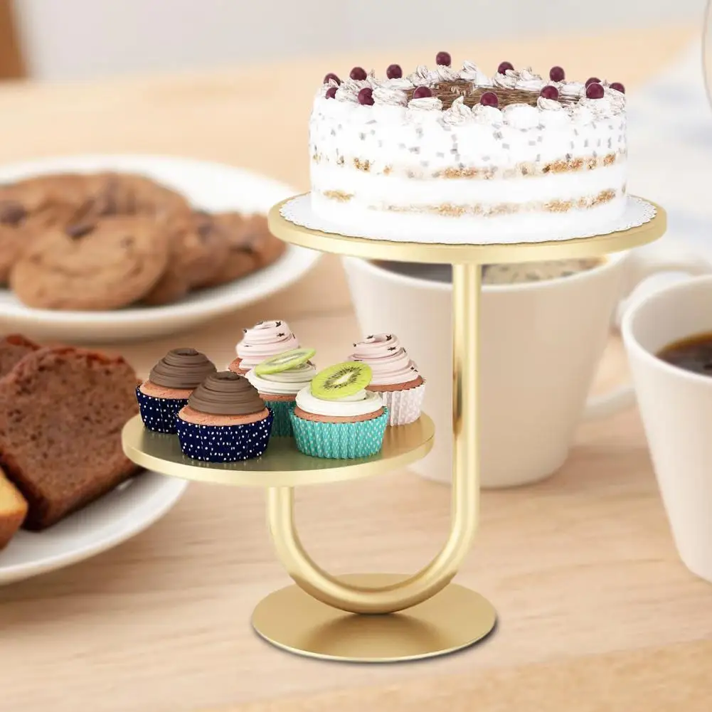 

Cupcake Holder Cupcake Pastry Stand 2-tier Cake Stand Simple Installation Cupcake Dessert Display with Round Serving Tray