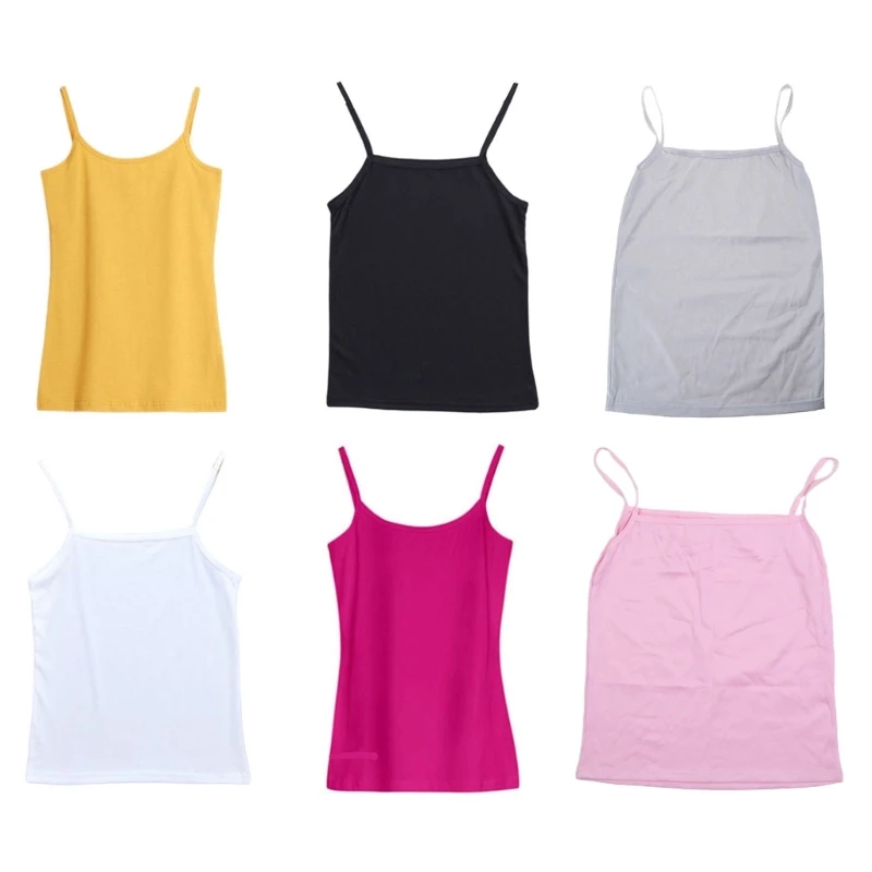 

Women Basic Solid Color Sleeveless Camisole Neck for Tank Top Bottoming Sling Vest Dropship