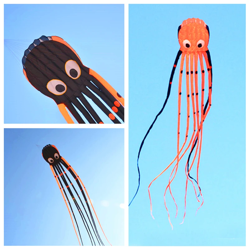 

free shipping 8m large octopus kites for adult flying toys kite reel ripstop nylon kite windsock professional kite toy sports