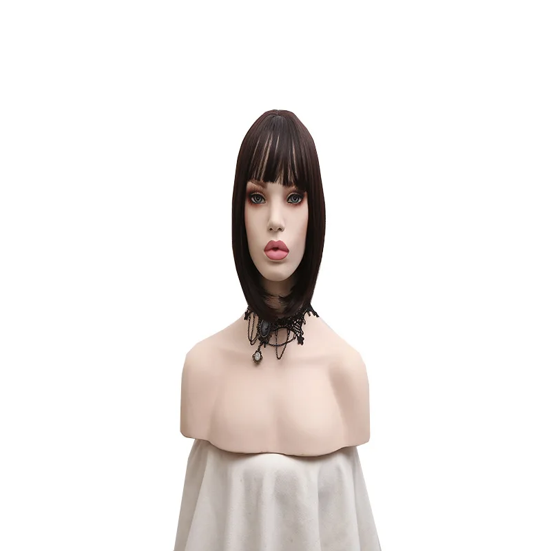 Short hair, flat bangs, black, hot selling fashion, European and American wigs, popular wigs