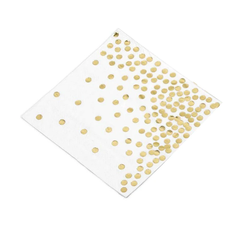 50 X Pcs Shiny Wedding Birthday Baby Shower Holiday Party Supplies Tableware Decoration Gold Foil Polka Dot Lunch Napkin