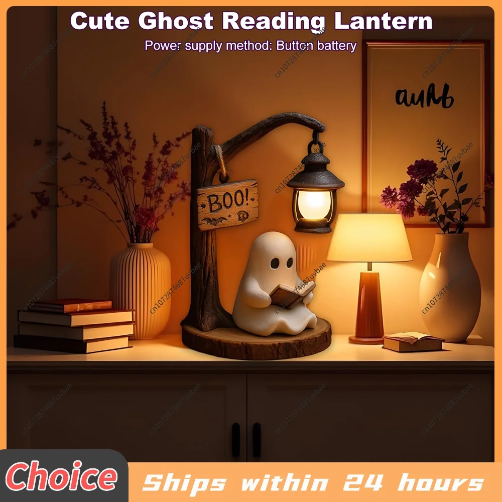 Linda Lámpara de Fantasma Leyendo, Lámpara Decorativa para el Hogar u Oficina, Adorno de Escritorio, Regalo para Fiesta de Halloween, Decoración Novedosa, Accesorio para Vehículos