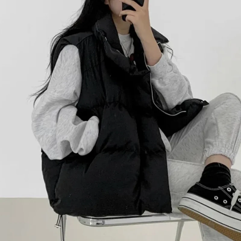 ITOOLIN ملابس خارجية جديدة للخريف والشتاء على الطراز الكوري سترة قطن بدون أكمام ملابس خارجية سميكة سترة قطنية