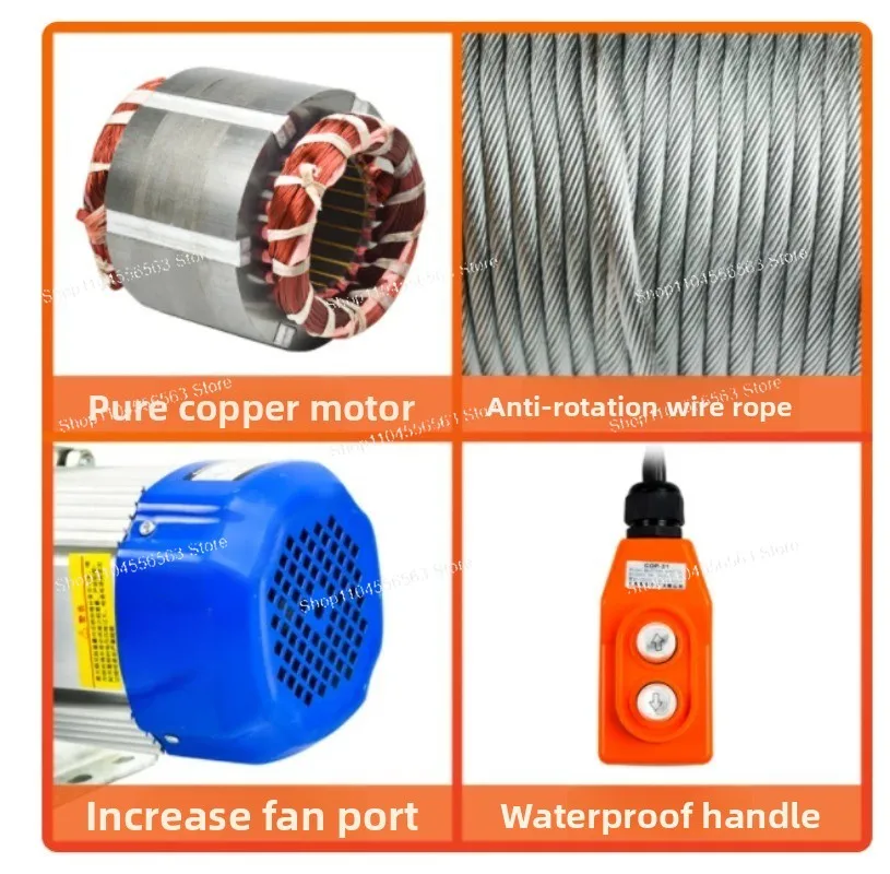 Multifunctional Aluminum Shell Hoist, 220V Household Small Crane Hoist, 1Ton 380V Electric Winch