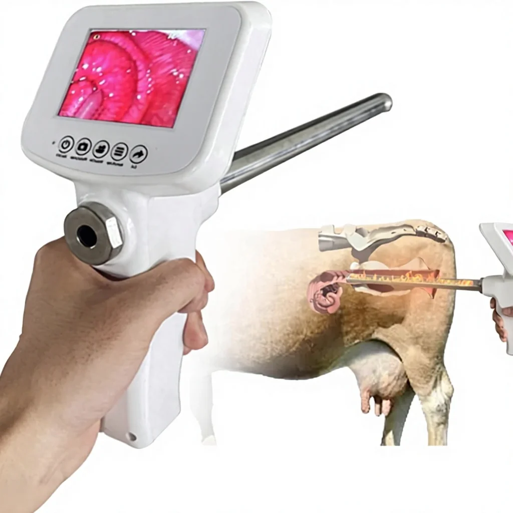 New artificial insemination gun-type instrument, dog/cow/horse visual 3.5 endoscope 640x480px LCD screen, white/silver, 450mm f