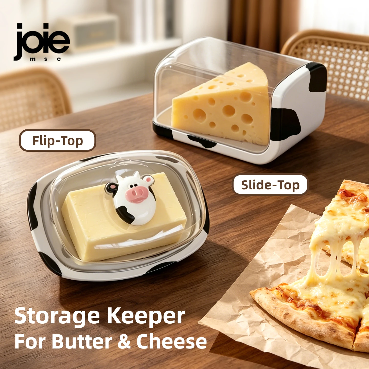 קערת חמאה Joie MooMoo עם מכסה קופסת אחסון חמאה למקרר קופסת אחסון חמאה גבינה כלי שולחן