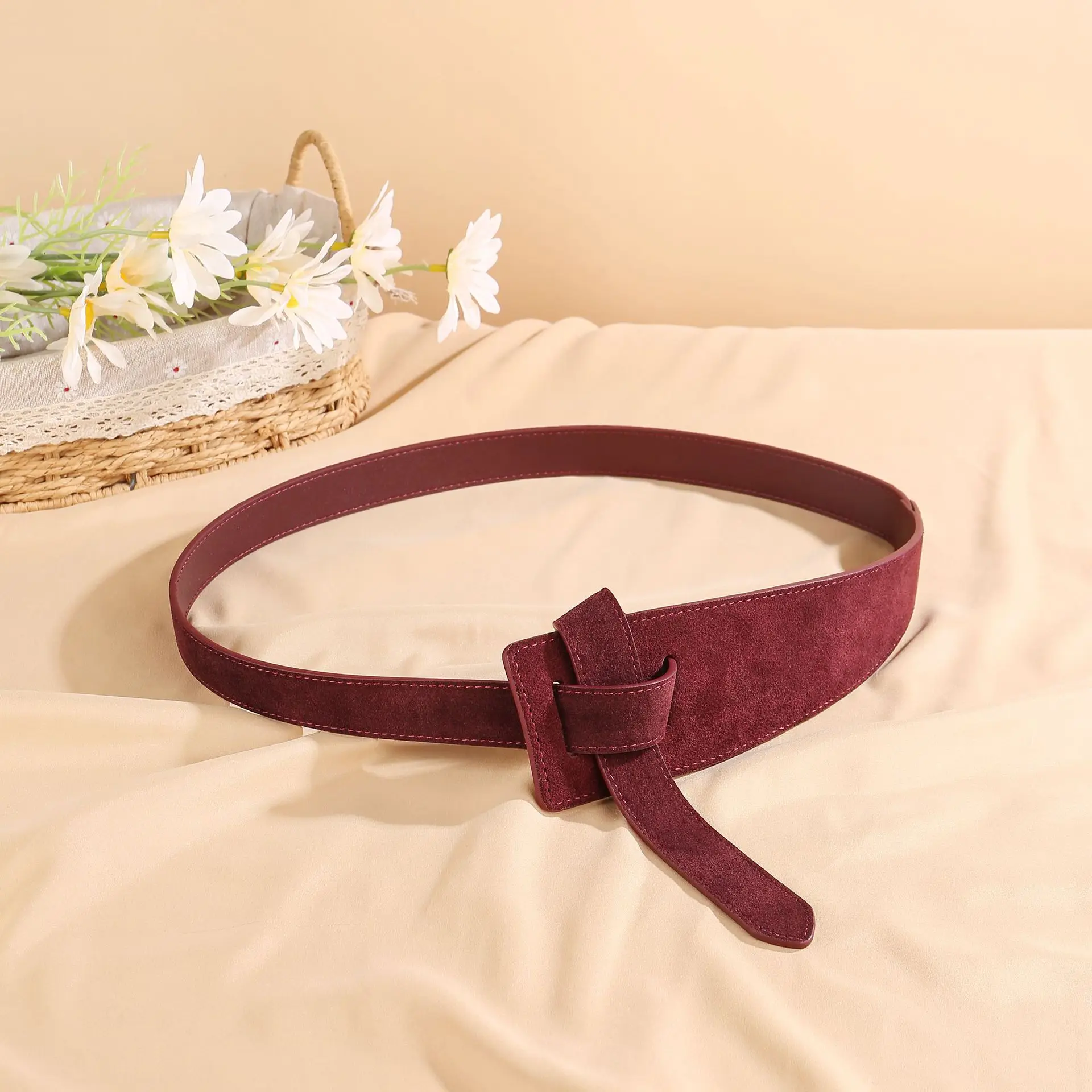 Ancara camurça vermelha cintura cummerbund cinto estilo ocidental largo cinto de couro genuíno para acessório de moda feminina