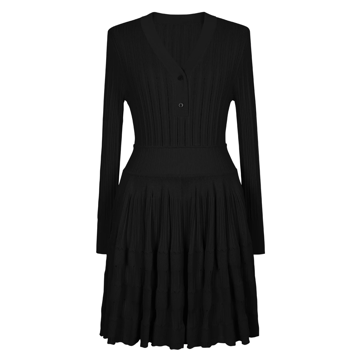 

High Quality 2025 European And American Spring And Autumn New Fashion Quality Knitted Long Sleeved Slim Fit Women's A-line Dress