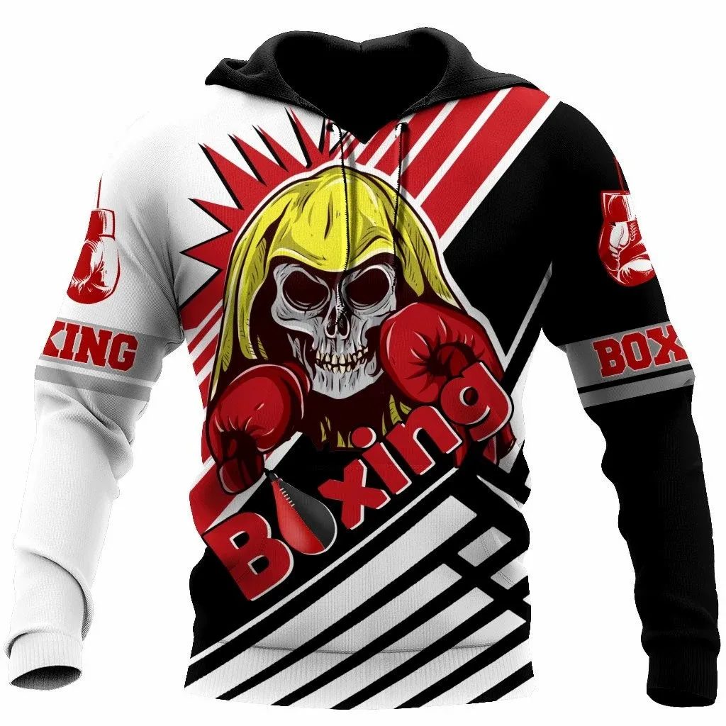 New Design Boxing Pattern Men's Hoodie Fashion 3D Printed Long Sleeve Hoodies Casual Street Hooded Men's Sportswear 2024