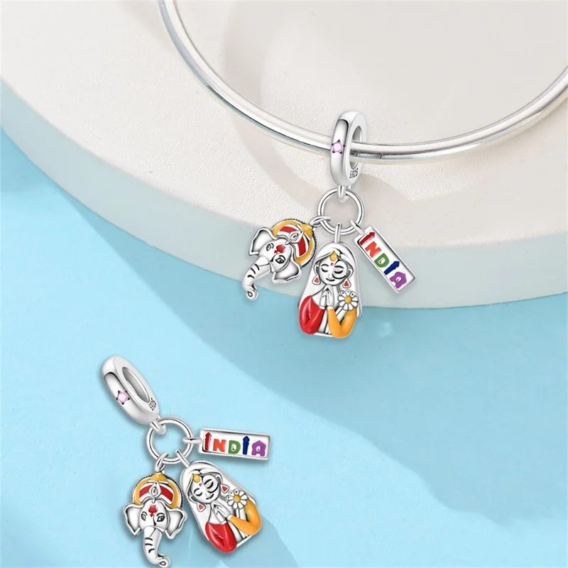 925 Sterling Silber Reise-Anhänger „Rund um die Welt“ mit Beijing, Paris, Mailand für Damen, passend für Original-Armbänder, DIY-Schmuckgeschenke – Detail 17