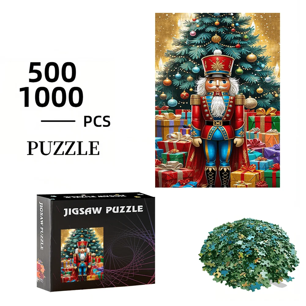 لعبة ألغاز كسارة البندق وشجرة عيد الميلاد، 500 قطعة/1000 قطعة، هدية لمتعة العائلة، ديكور المنزل، تحدي الدماغ، لغز ممتاز لـ