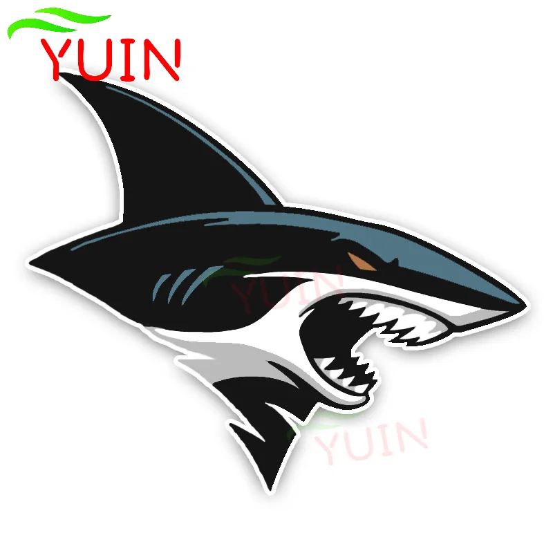 Interesting Sharks Cartoon Colored Car Sticker Fashion PVC Graphic Decoration Motorcycle Accessories Waterproof Decal 16*13cm